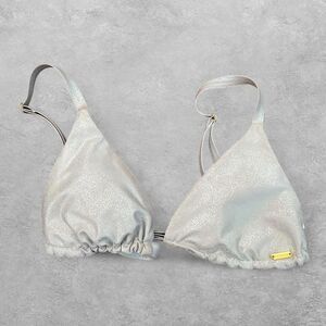 Boamar Zakki Metallic Silver Triangle Bikini Top Women's S Swimwear